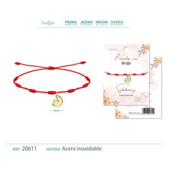 Pulsera 7 Nudos con Bruja volando sobre Luna en Acero