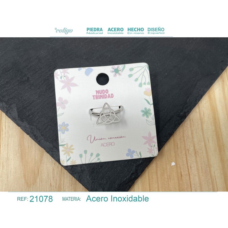 Anillo Nudo Trinidad Acero Plateado (P2) ·