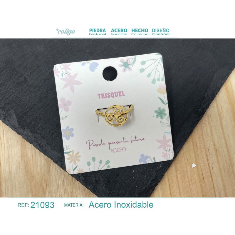 Anillo Trisquel Acero Dorado (P2) ·