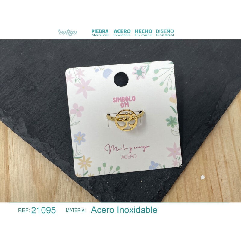 Anillo Simbolo Om Acero Dorado (P2) ·