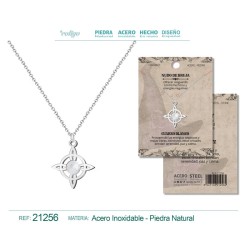 Colgante Nudo De Bruja con Cuarzo Blanco y cadena en Acero