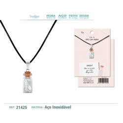 Colgante Botellita Opalina con cordon encerado (P2) ·