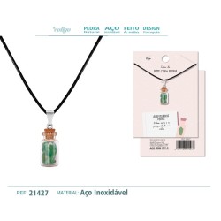 Colgante Botellita Aventurina Verde con cordon encerado