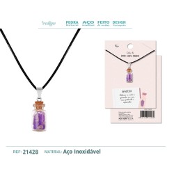 Colgante Botellita Amatista con cordon encerado (P2) ·