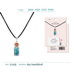 Colgante Botellita Turquesa con cordon encerado (P2) ·