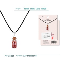 Colgante Botellita Carneola con cordon encerado (P2) ·