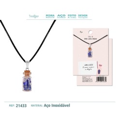 Colgante Botellita Lapislazuli con cordon encerado (P2) ·