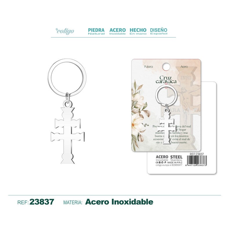 Llavero Cruz Caravaca Acero Color Plateado (P2) ·
