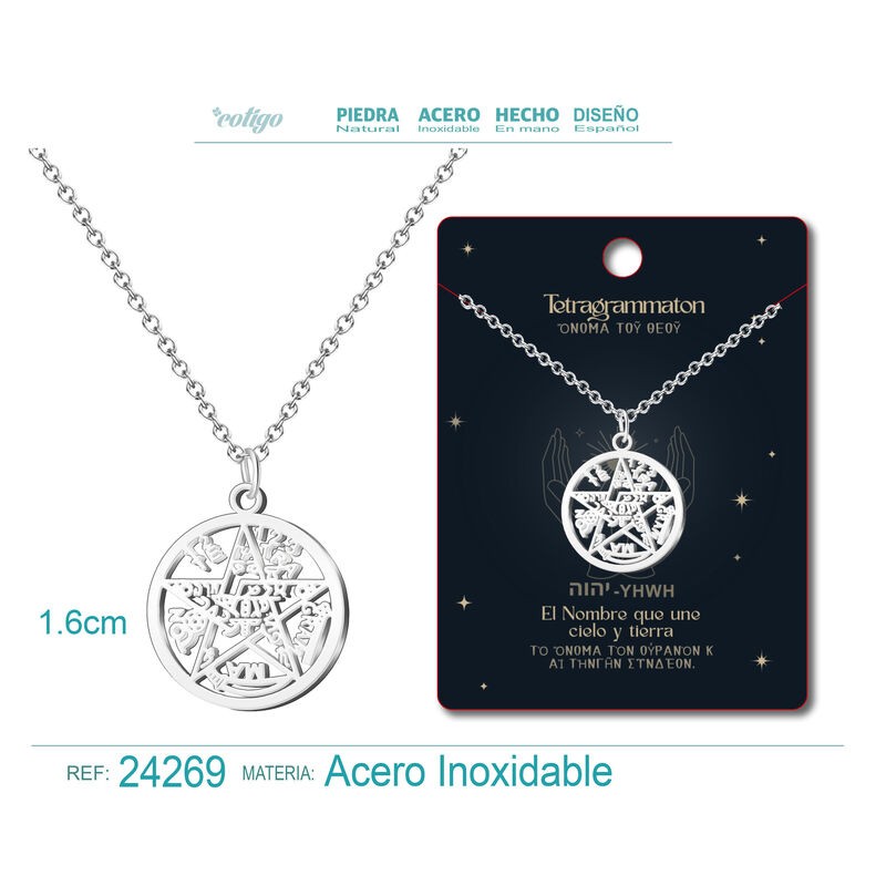 Colgante Tetragramaton - Acero Plateado (P2) ·