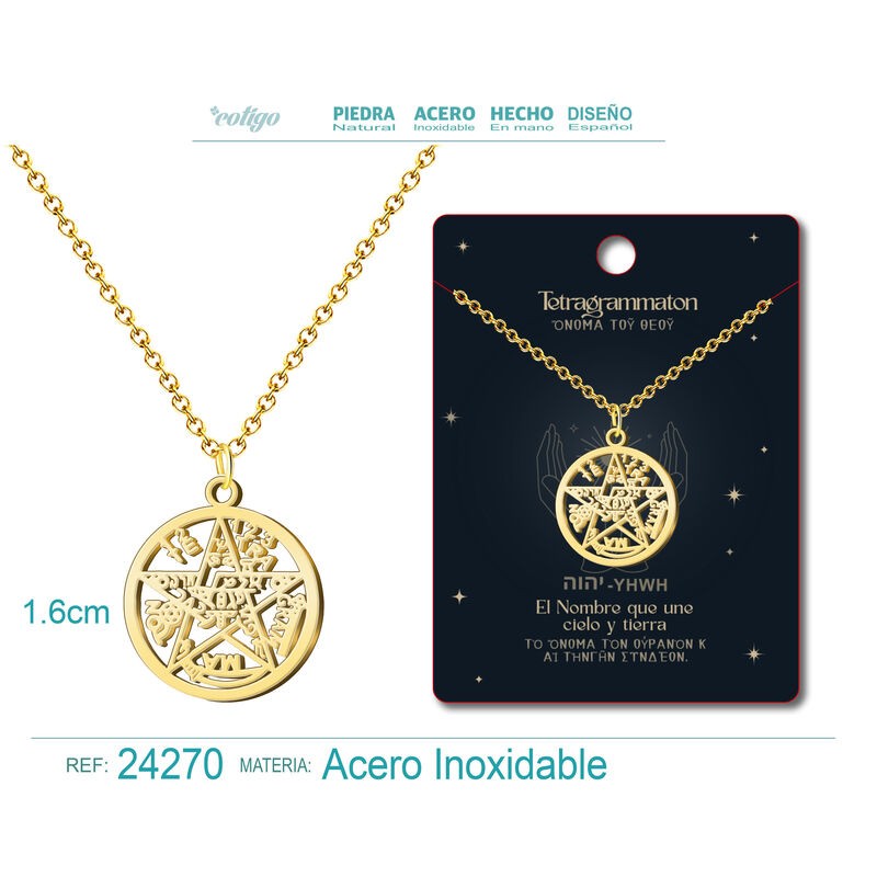 Colgante Tetragramaton - Acero Dorado (P2) ·
