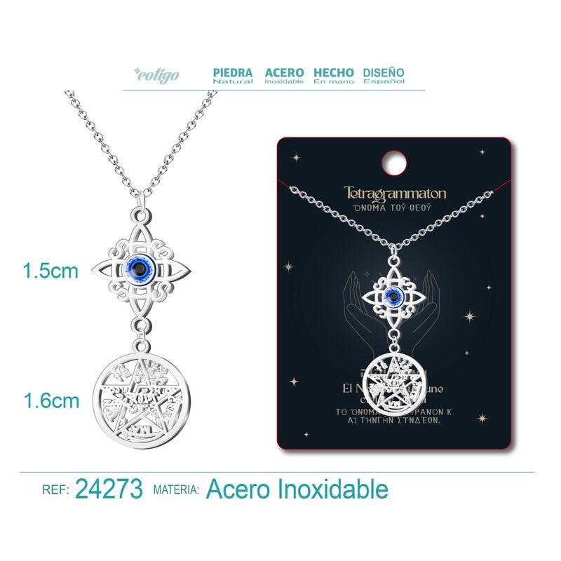 Colgante Doble proteccion Tetragramaton y Nudo de Bruja con