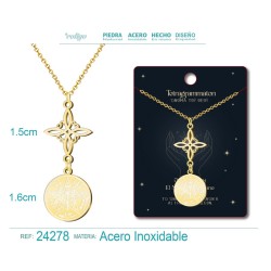 Colgante Tetragramaton y Nudo de Bruja - Acero Dorado