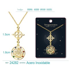 Colgante Tetragramaton y 7 Chakras Con Nudo De Bruja Acero