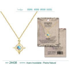 Colgante Nudo De Bruja con Opalina y cadena en Acero Dorado