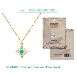 Colgante Nudo De Bruja con Turquesa y cadena en Acero