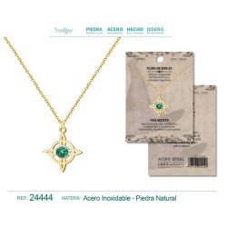 Colgante Nudo De Bruja con Malaquita y cadena en Acero