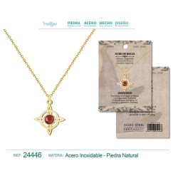 Colgante Nudo De Bruja con Jaspe Rojo y cadena en Acero