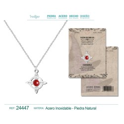 Colgante Nudo De Bruja con Carneola y cadena en Acero