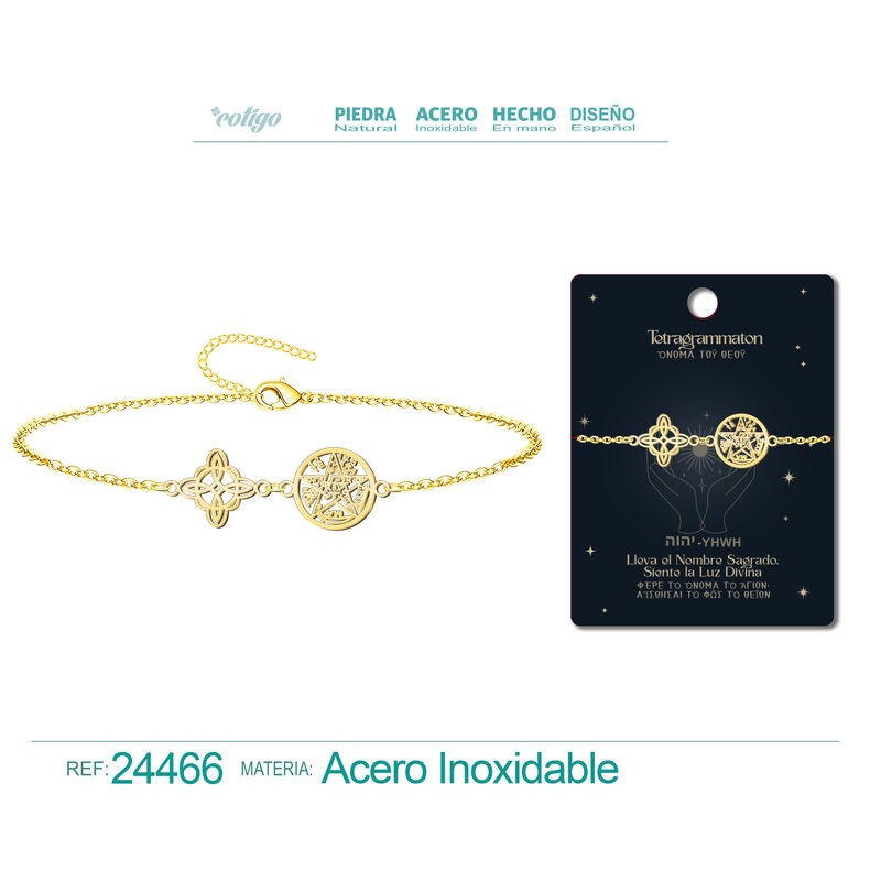 Pulsera Tetragramaton y Nudo de Bruja - Doble proteccion -