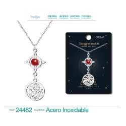 Colgante Tetragramaton y Nudo de Bruja con Carneola - Acero