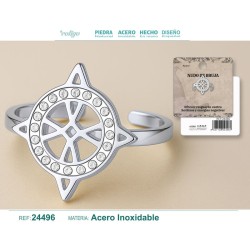 Anillo Nudo de Bruja con Circonita Acero Plateado (P2) ·