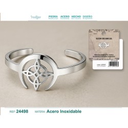 Anillo Nudo de Bruja con Luna Acero Plateado (P2) ·