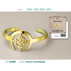 Anillo Nudo de Bruja con Luna Acero Dorado (P2) ·