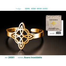 Anillo Nudo de Bruja Acero Dorado (P2) ·