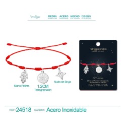 Pulsera 7 Nudos Con Tetragrammaton, Nudo De Bruja y Mano