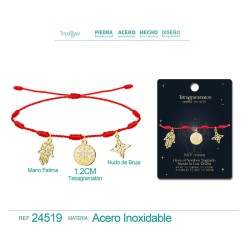 Pulsera 7 Nudos Con Tetragrammaton, Nudo De Bruja y Mano