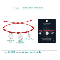 Pulsera 7 Nudos con Tetragrammaton, Nudo De Bruja y Trebol