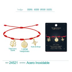 Pulsera 7 Nudos con Tetragrammaton, Nudo De Bruja y Trebol