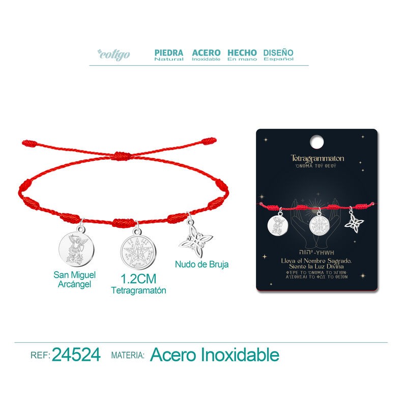 Pulsera 7 Nudos con San Miguel, Tetragramaton y Nudo De