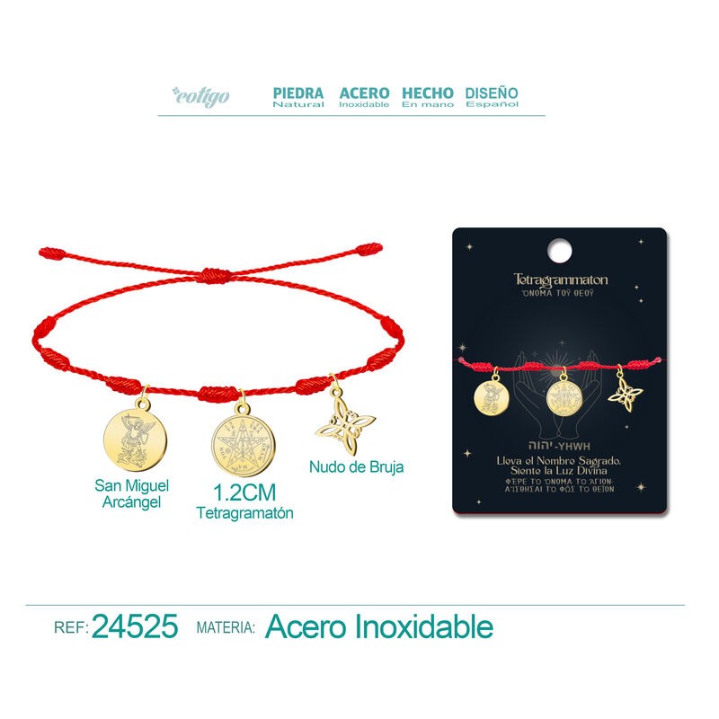 Pulsera 7 Nudos con San Miguel, Tetragramaton y Nudo De