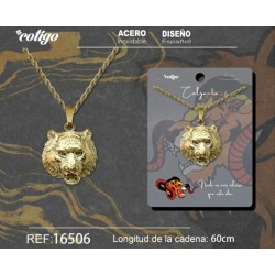 Colgante Leon con Cadena Gruesa de Acero Dorado (P2) ·