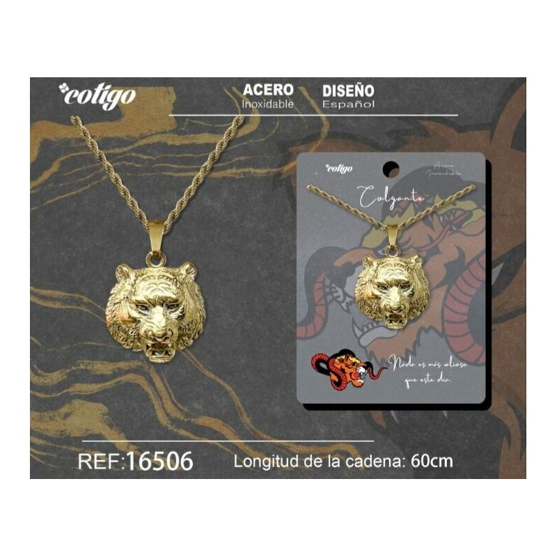 Colgante Leon con Cadena Gruesa de Acero Dorado (P2) ·