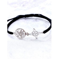 Pulsera Hilo Negro Trenzado Nudo de Bruja c/ Tetragramatón