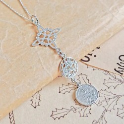 Amuleto Plata Triple Protección Nudo Bruja, Tetragramatón y