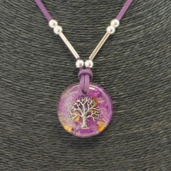 Collar Orgon Arbol de la Vida Morado (3,2 cm Ajustable)