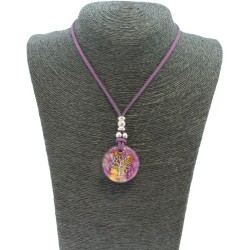 Collar Orgon Arbol de la Vida Morado (3,2 cm Ajustable)
