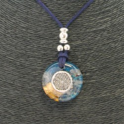 Collar Orgon Flor de la Vida Azul (3,2 cm Ajustable)