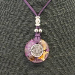 Collar Orgon Flor de la Vida Morado (3,2 cm Ajustable)