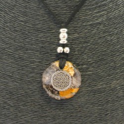 Collar Orgon Flor de la Vida Negro (3,2 cm Ajustable)