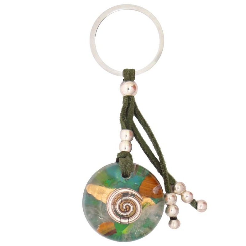 Llavero Orgon Espiral Verde (3,2 cm x 9.5 cm largo)