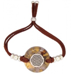 Pulsera Orgon Flor de la Vida Beige (3,2 cm Ajustable) Marron