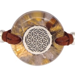 Pulsera Orgon Flor de la Vida Beige (3,2 cm Ajustable) Marron