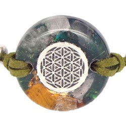 Pulsera Orgon Flor de la Vida Verde (3,2 cm Ajustable)