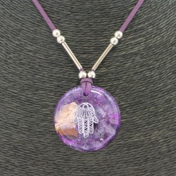 Collar Orgon Mano Fatima Morada (3,7 cm Ajustable)