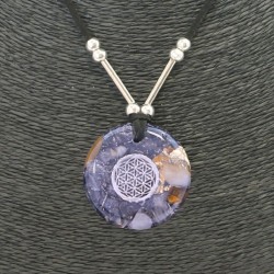 Collar Orgon Flor de la Vida Negra (3,7 cm Ajustable)