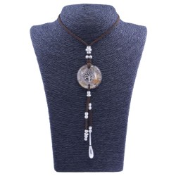 Collar Orgon Arbol de la Vida Beige con Abalorios (3,7 cm Ajustable)